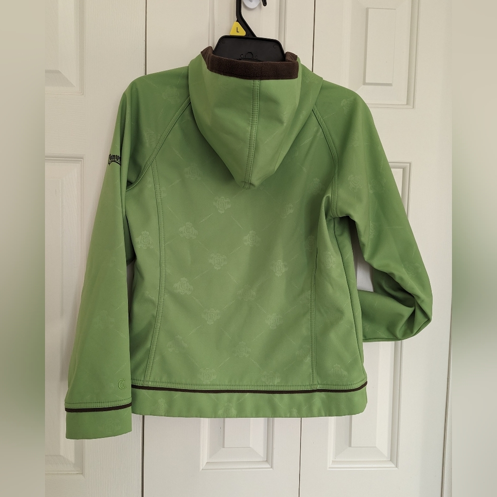 Columbia soft shell hoodie jacket, lined in fleece, lime green S. - Picture 2 of 10